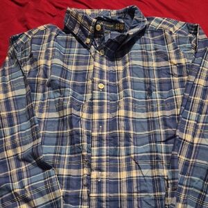 Ralph Lauren Blue and White Plaid Casual Shirt